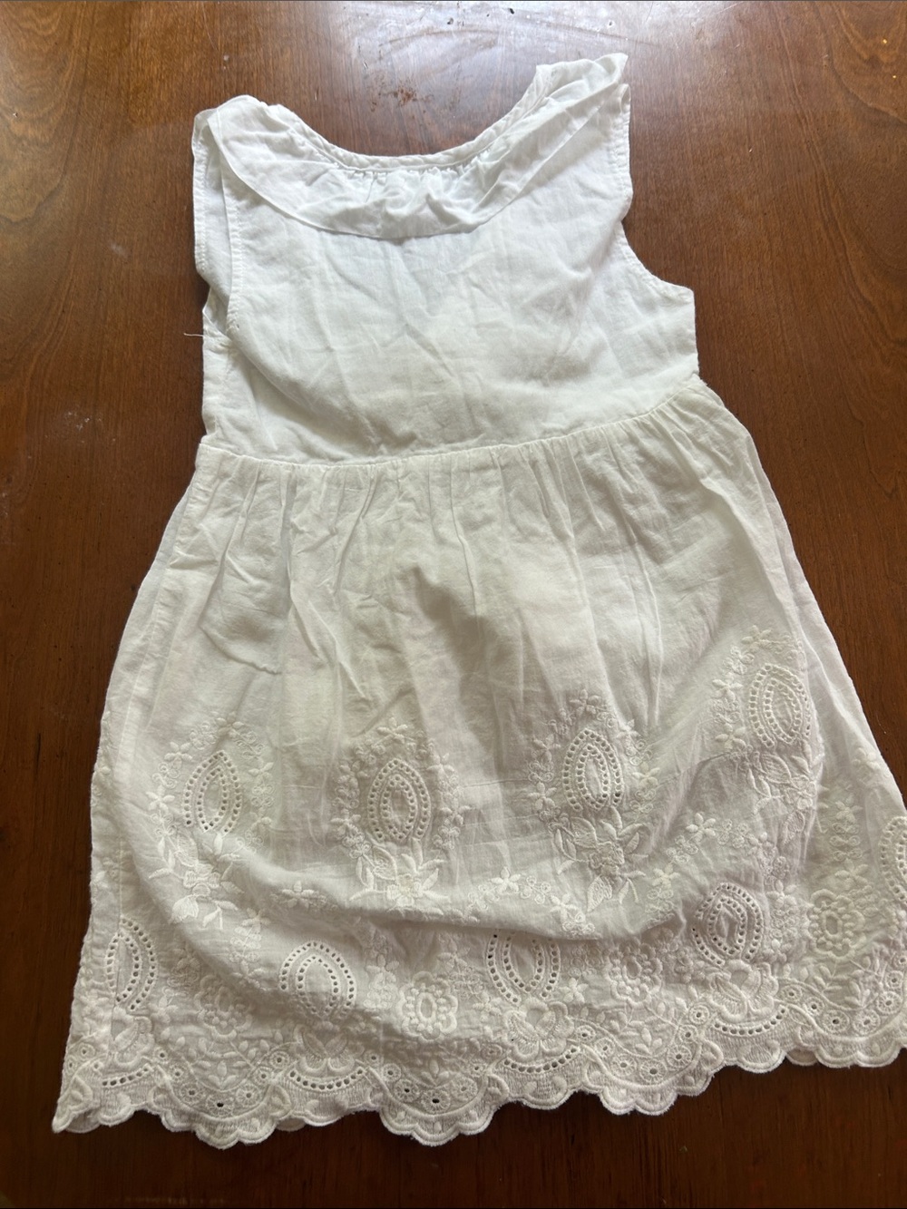White Embroidered Eyelet Girls' Dress